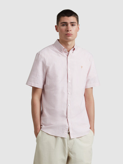 Brewer Stripe Short Sleeve Shirt In Carnation Pink