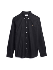 Brewer Slim Fit Organic Cotton Oxford Shirt In Black