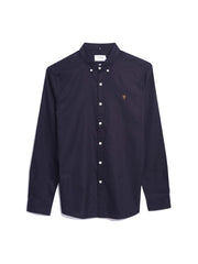 Brewer Slim Fit Organic Cotton Oxford Shirt In Navy