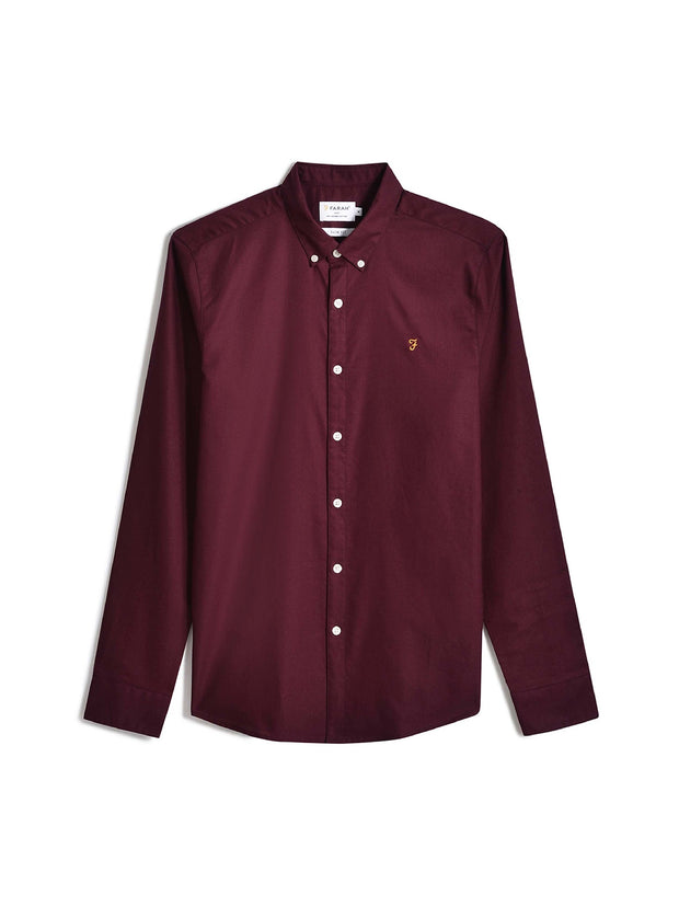 Brewer Chemise Oxford ajustée en coton biologique -  Bordeaux