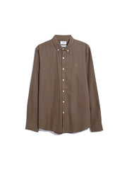 Brewer Slim Fit Organic Cotton Oxford Shirt In Mid Brown