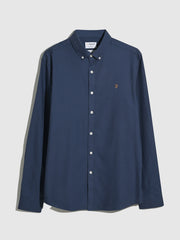 Brewer Slim Fit Organic Cotton Oxford Shirt In Sigil Blue