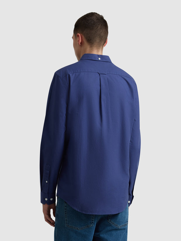 Brewer Slim Fit Organic Cotton Oxford Shirt In Sigil Blue