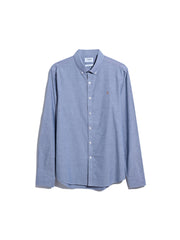 Brewer Slim Fit Organic Cotton Oxford Shirt In Dusk Blue