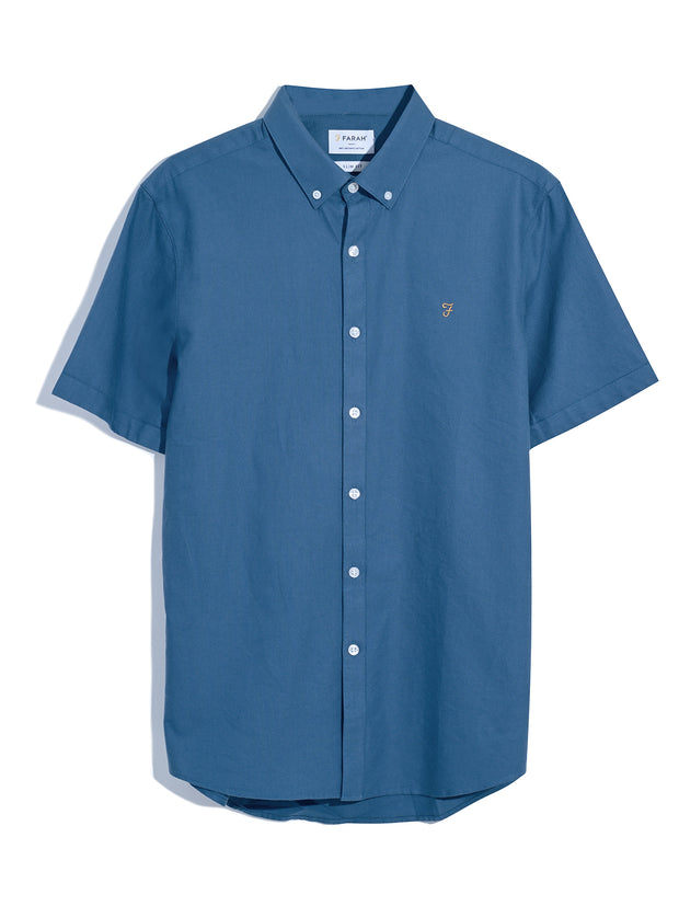 Brewer Short Sleeve Oxford Shirt In Cold Metal