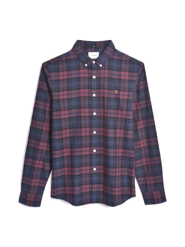 Brewer Slim Fit Check Organic Cotton Oxford Shirt In Farah Red