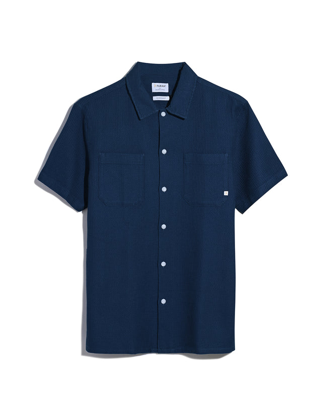 Judson Short Sleeve Waffle Shirt In Cold Metal