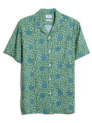 Landon Short Sleeve Floral Print Shirt In Green Meadow