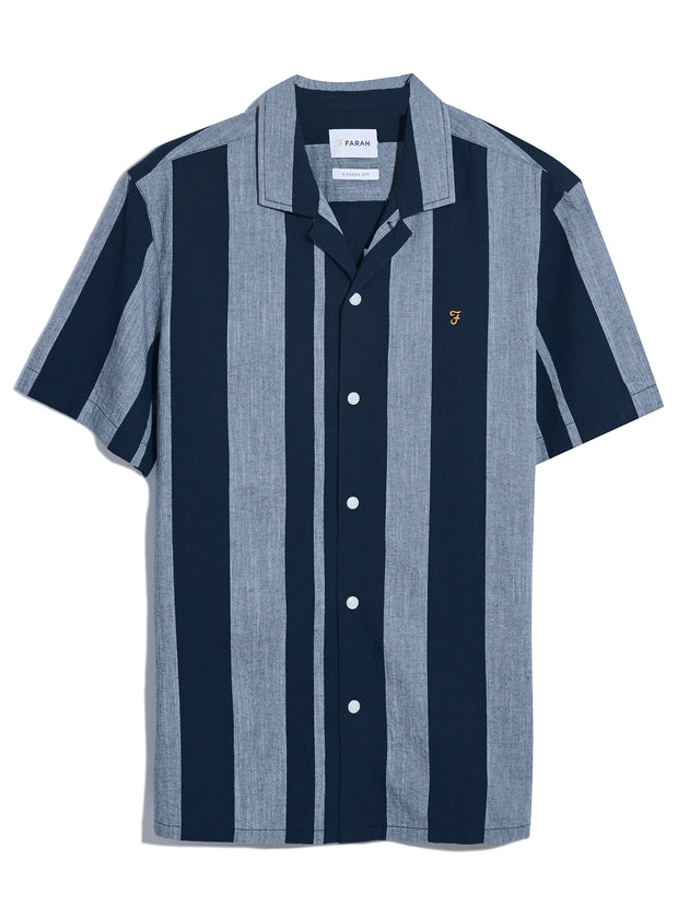 Alston Short Sleeve Stripe Shirt In True Navy