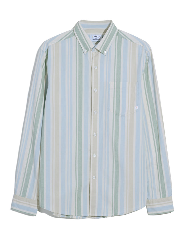 Steen Brushed Organic Cotton Stripe Shirt In Ecru