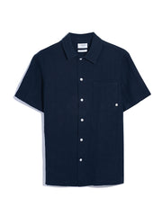 Fleet Short Sleeve Check Shirt In True Navy