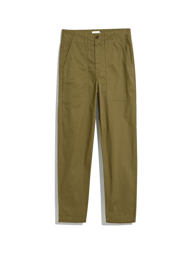 Hawtin Relaxed Tapered Fit Fine Twill Patch Trousers In Green Khaki