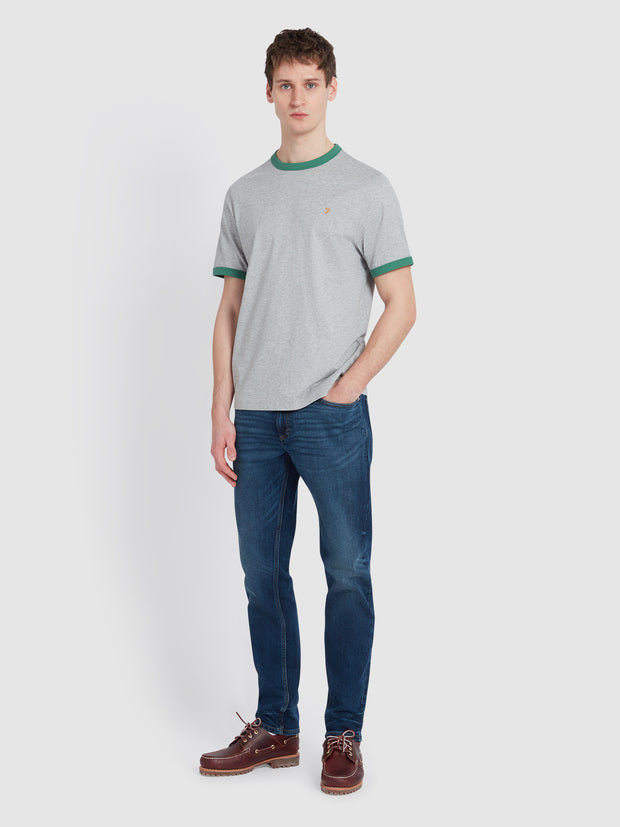 Groves Regular Fit Ringer T-Shirt In Grey Marl