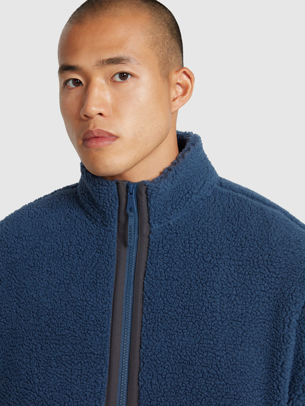 Elias Full Zip Fleece In Deep Blue