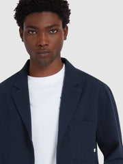 Habersham Seersucker Blazer In True Navy