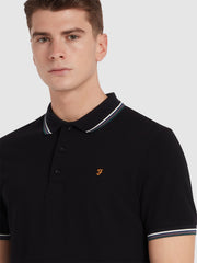 Alvin Tipped Collar Polo Shirt In Black