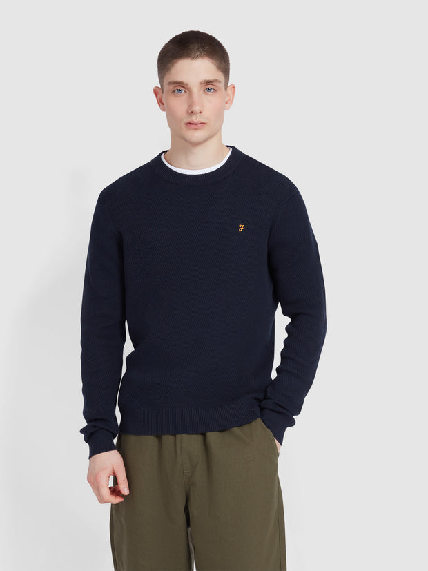 Rainhill Honeycomb Sweater In True Navy