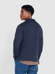 Creston Quarter Zip Rugby Sweatshirt In True Navy