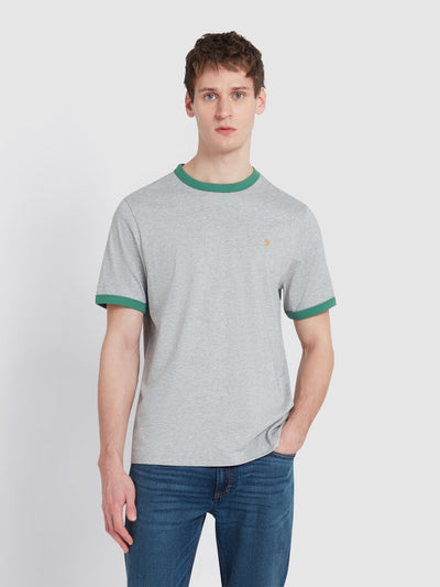 Groves Regular Fit Ringer T-Shirt In Grey Marl