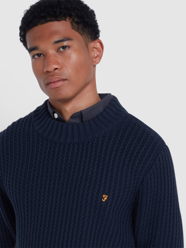 Burlington Fisherman Knit Sweater In True Navy