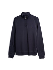 Jim Sweatshirt aus Bio-Baumwolle mit Viertelreißverschluss in True Navy