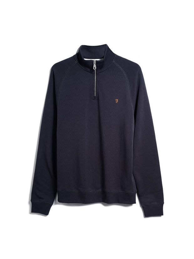 Jim Sweat-shirt à col zippé en coton biologique - True Navy