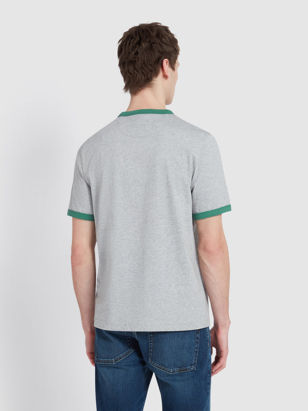 Groves Regular Fit Ringer T-Shirt In Grey Marl