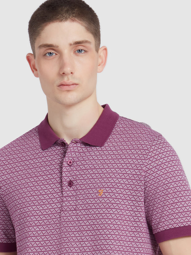 Tibbatt Jacquard Polo Shirt In Mulberry