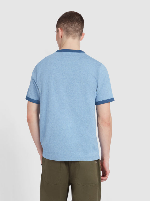 Groves Regular Fit Ringer T-Shirt In Powder Blue Marl