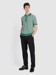 Sandford Knitted Polo Shirt In Green Meadow