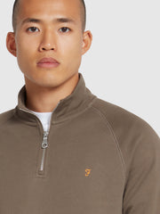 Jim Organic Cotton Quarter Zip Sweatshirt In Mushroom Grey