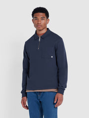 Creston Quarter Zip Rugby Sweatshirt In True Navy