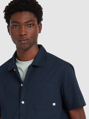 Ossie Short Sleeve Paper Touch Shirt In True Navy