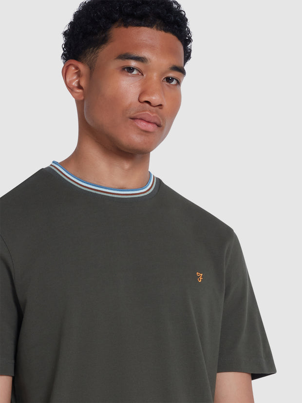 Alvin Regular Fit Tipped T-Shirt In Evergreen