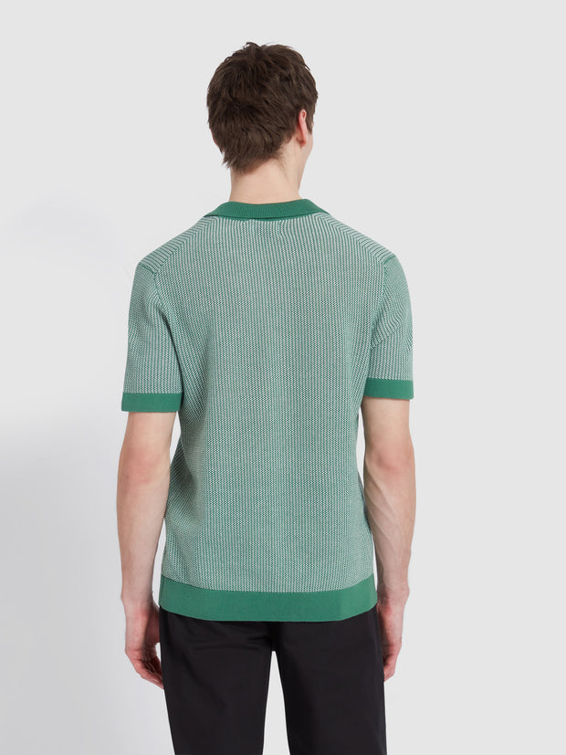 Sandford Knitted Polo Shirt In Green Meadow