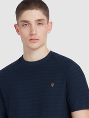 Talwin Jacquard Stripe T-Shirt In True Navy