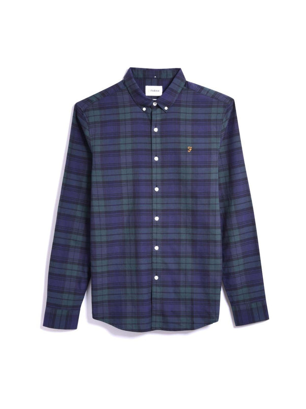 Brewer Slim Fit Check Organic Cotton Oxford Shirt In Woodland Pine