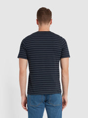 Pell Relaxed Fit Textured Stripe T-Shirt In True Navy