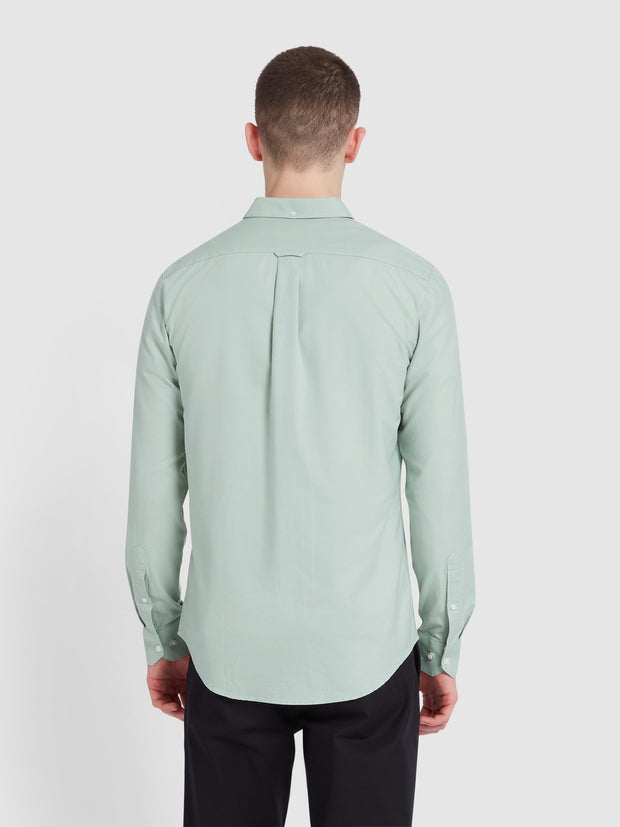 Brewer Slim Fit Organic Cotton Oxford Shirt In Grove Green