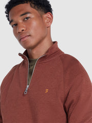 Jim Organic Cotton Quarter Zip Sweatshirt In Dark Teak Marl