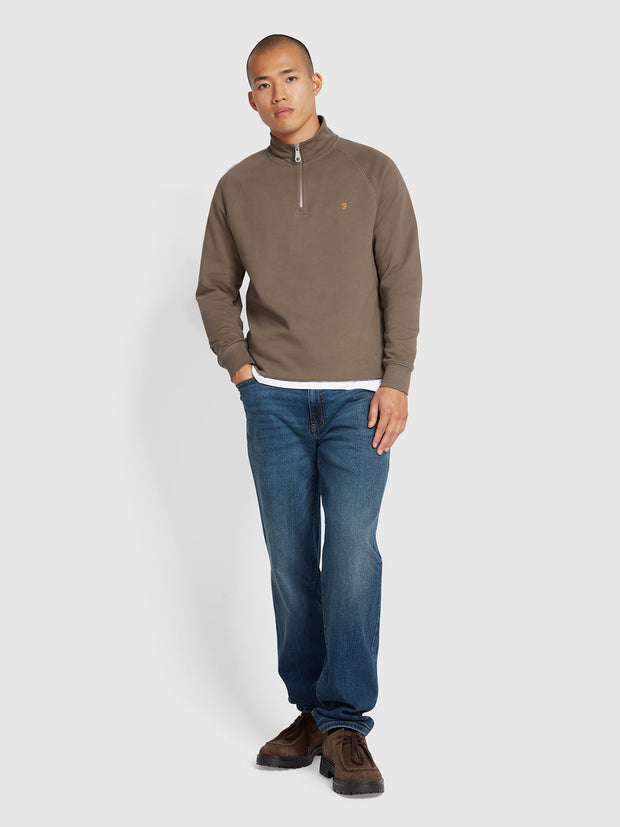 Jim Organic Cotton Quarter Zip Sweatshirt In Mushroom Grey