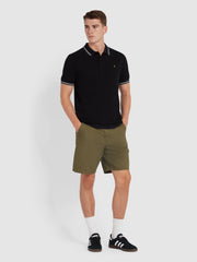 Alvin Tipped Collar Polo Shirt In Black