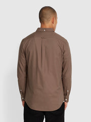 Brewer Slim Fit Organic Cotton Oxford Shirt In Mushroom Grey