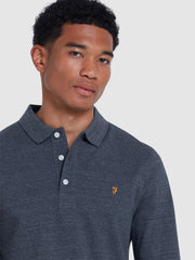 Blanes Long Sleeve Polo Shirt In Farah Grey Marl