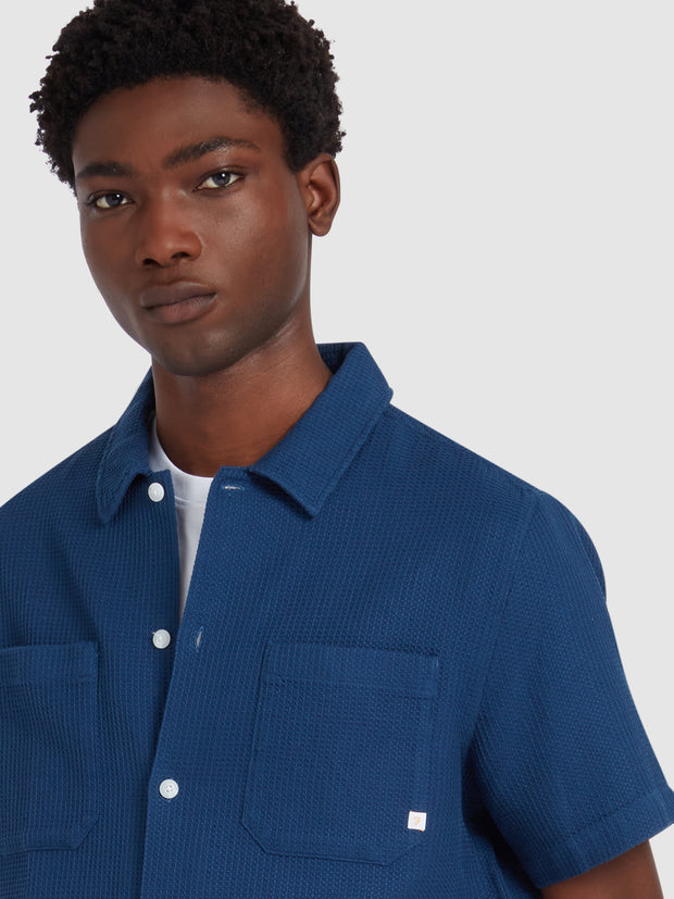 Judson Short Sleeve Waffle Shirt In Cold Metal