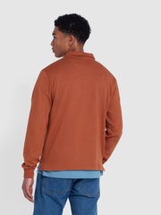 Creston Quarter Zip Rugby Sweatshirt In Teak