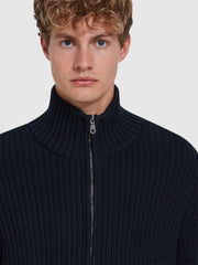 Crestone Zip Through Cardigan In True Navy