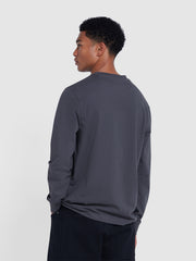 Burt Chest Pocket Long Sleeve T-Shirt In Charcoal