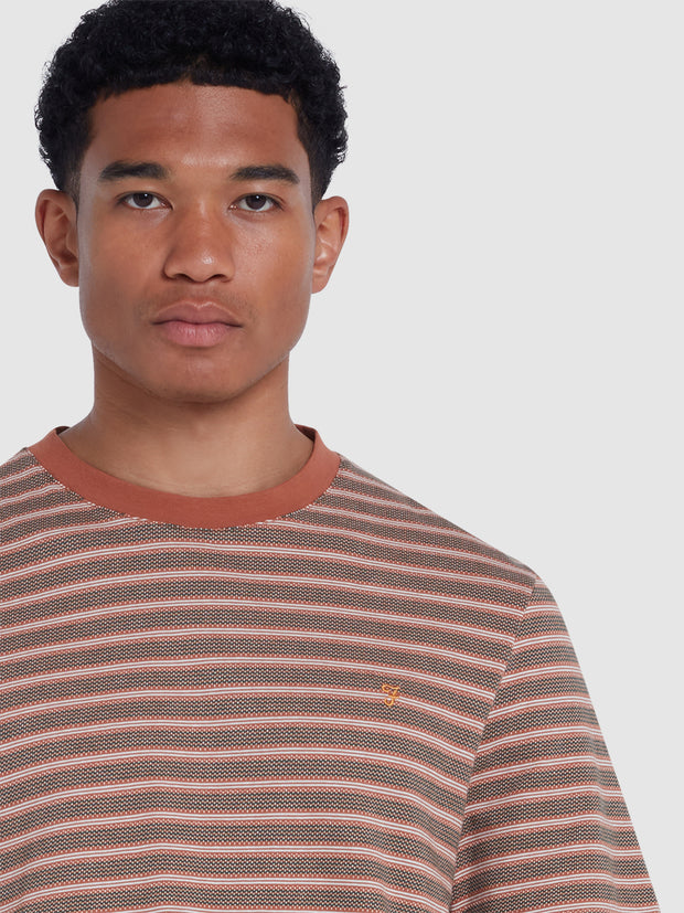 Wilmot Regular Fit Striped T-Shirt In Teak