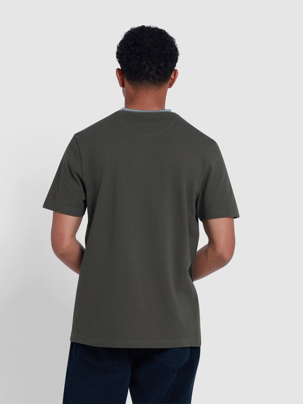 Alvin Regular Fit Tipped T-Shirt In Evergreen